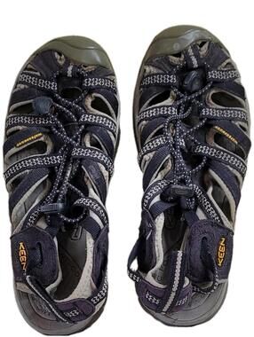 KEEN Newport Green/Brown Leather Hiking Waterproof Sandals Womens Size 6.5